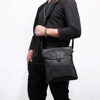 Męska torba na ramię ze skóry naturalnej, swobodna, wielofunkcyjna, pionowa torba typu crossbody, wierzchnia warstwa skóry bydlęcej, duża pojemność, męska torba