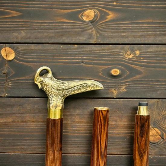 Bastone da passeggio in legno fatto a mano con manico a cigno in ottone 93,98 cm Regalo per Padri Madri Nonno Nonna Anniversario di Matrimonio