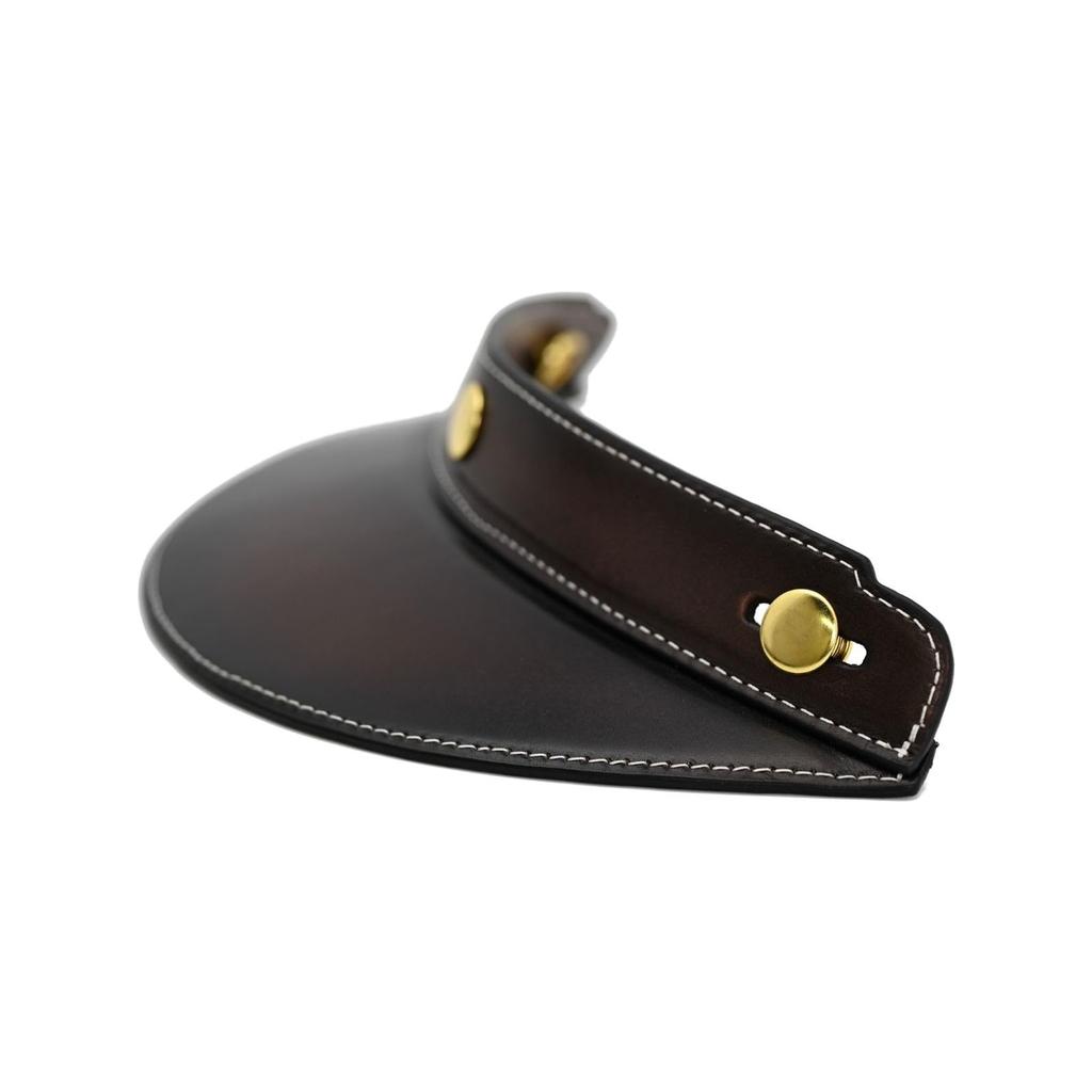 Marushin Vintage Leather Helmet Visor, Aged Dark Brown, One Size Fits Most
