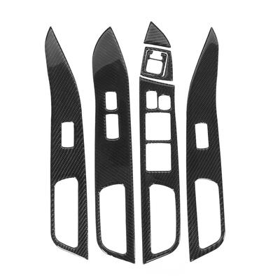 7pcs Carbon Fiber Window Switch Cover Glass Lifting Panel Decor Trim Fit for Mitsubishi Lancer