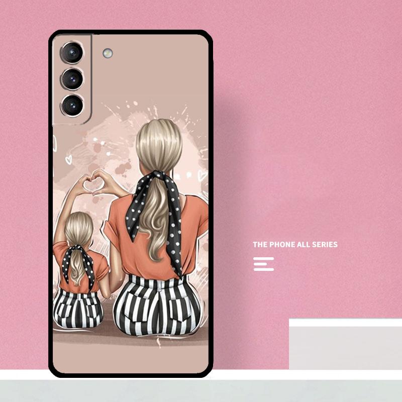 Black Brown Hair Baby Mom Girl Son Phone Case For Samsung Galaxy S24 S26 Ultra S20 S21 S22 S23 S25 Plus S10 S25 FE Cover Coque