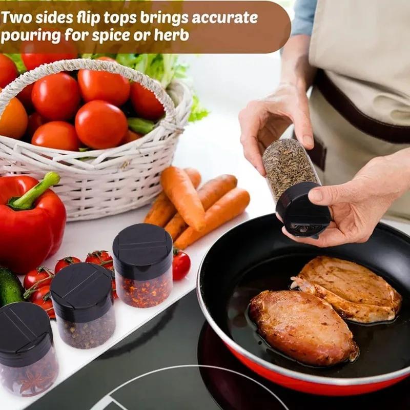 Transparent Seasoning Jars with Shaker Lids Salt Pepper Shaker Bottles Spices Condiment Storage Boxes Powder Storage Container