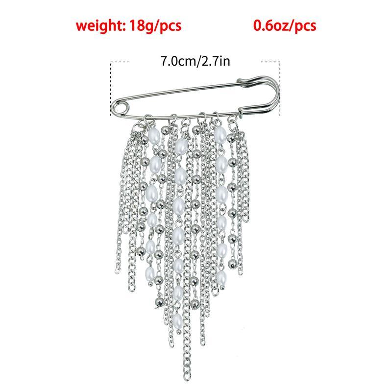 Elegant Pearl Chain Tassel Brooch Fashion Women Clothing Decor Accessories Jewelry Pin Pants Waist Adjust Pins Bag Pendant Gifts