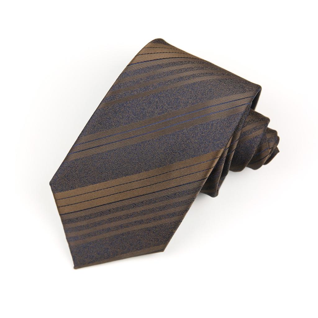 Tie Men'S Dress Business British Casual Retro Coffee Color Yellow Stripes Hand Hit Groom Wedding Trend