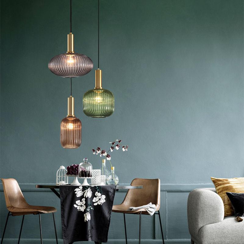 Retro restaurant colorfull glass pendant lights Creative living room Lamp Simple bedside lamp LED E27 hanging loft lighting
