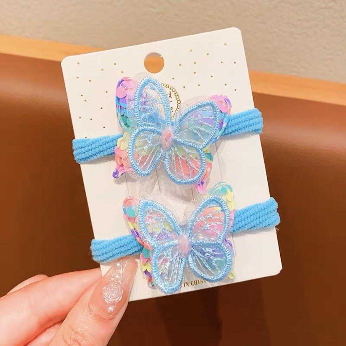 

Children s Hair Tie Sequined Butterfly Hair Tie High Elasticity and No Damage To Hair Towel Ring Candy-colored Hair Ring and Hair Accessory