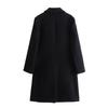 2024 European & American Women's Turn-Down Collar Long-Sleeve Button-Embellished Medium-Length Coat