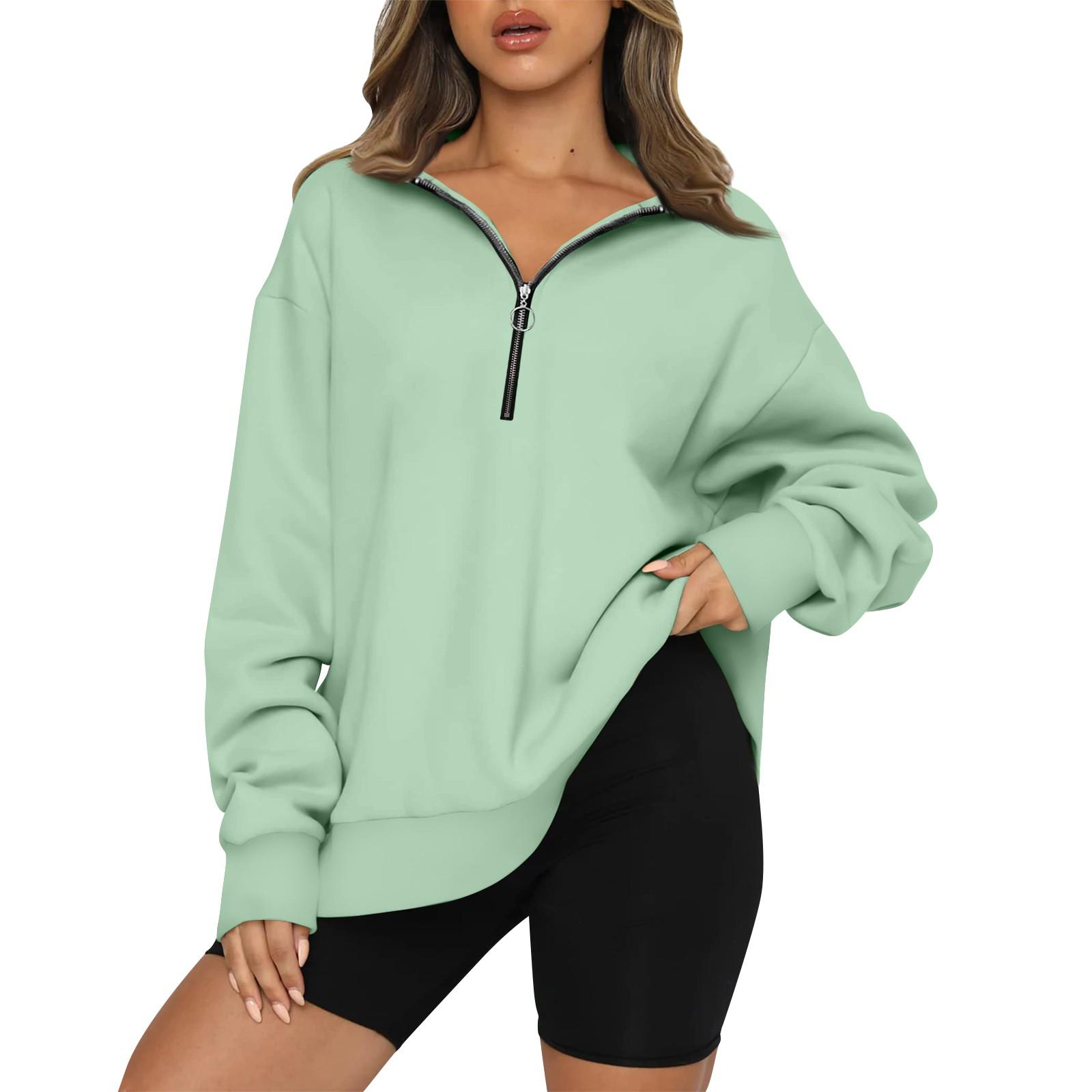 Women s Casual Fashion Colour Zip Long Sleeve Top XXL