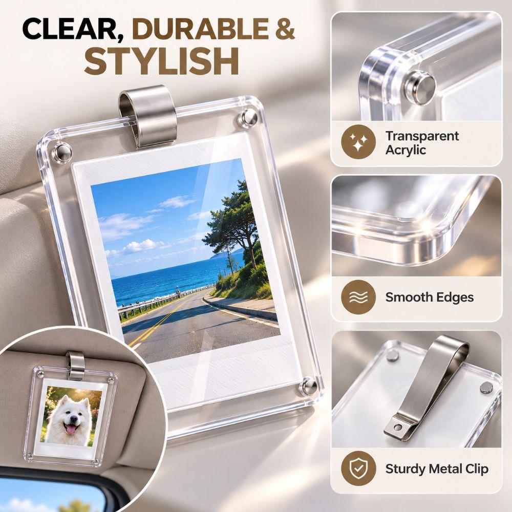 Magnetic Attachment Magnetic Photo Frame Transparent Mini Snapshot Holder Car Sun Visor
