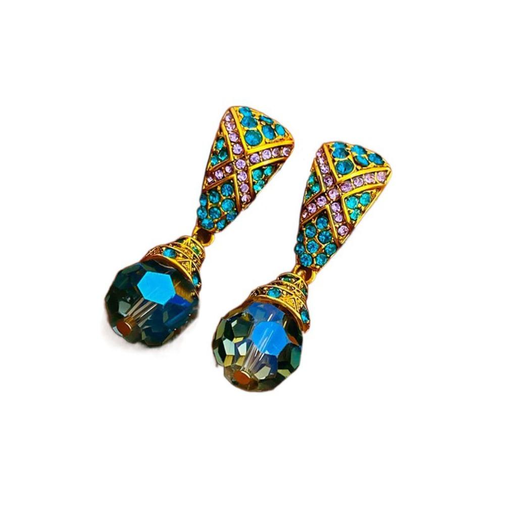 Rhinestone Blue Crystal Earring Sparkle Stud Earring Women Jewelry Drop Earring  Party