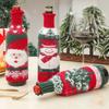 Cute Knitted Wine Bottle Cover Christmas Table Decoration Cartoon Santa Claus Snowman Pattern Red Wine Bottle Decor Xmas Gift