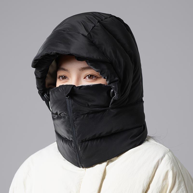 Winter Scarf Mask Integrated Pullover Female Cycling Warm Down Hat Windproof and Cold Ski Thunder Hat