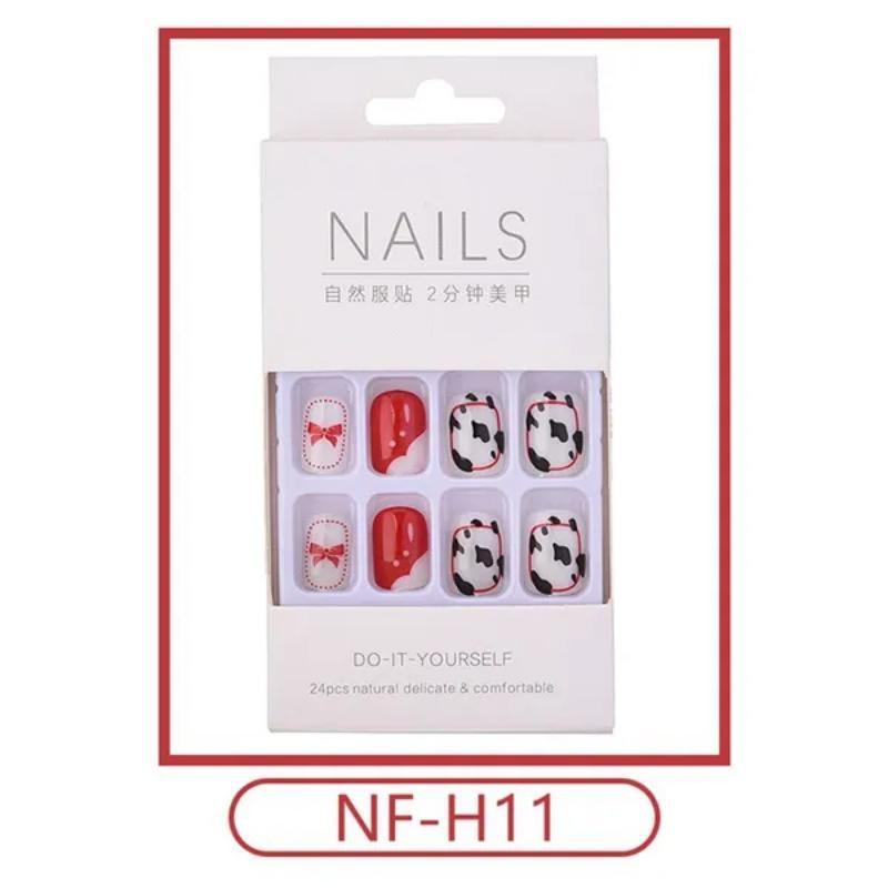 2023 Fake Nails Nail Coffin Stick Designs Box Short Square with Press Glue Tips Art Press On Set Full Cover Artificial