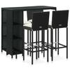 VidaXL 5-piece Garden Bar Set with Cushions Wicker Resin Black