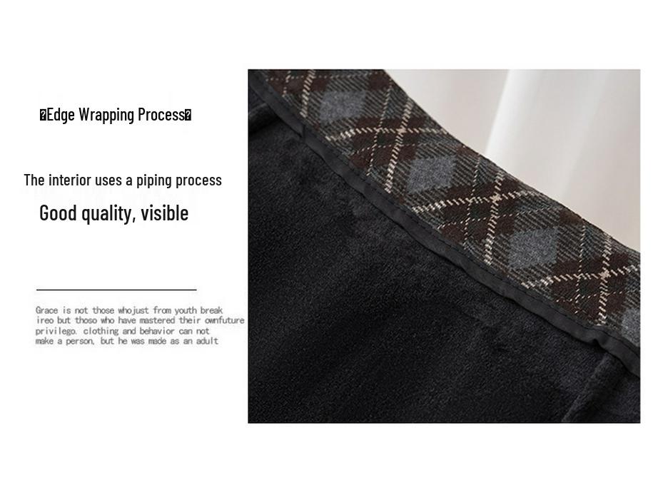 Women's Flocked Plaid Skirt 2026: Winter Elastic High Waist A-line Hip-Covering Skirt