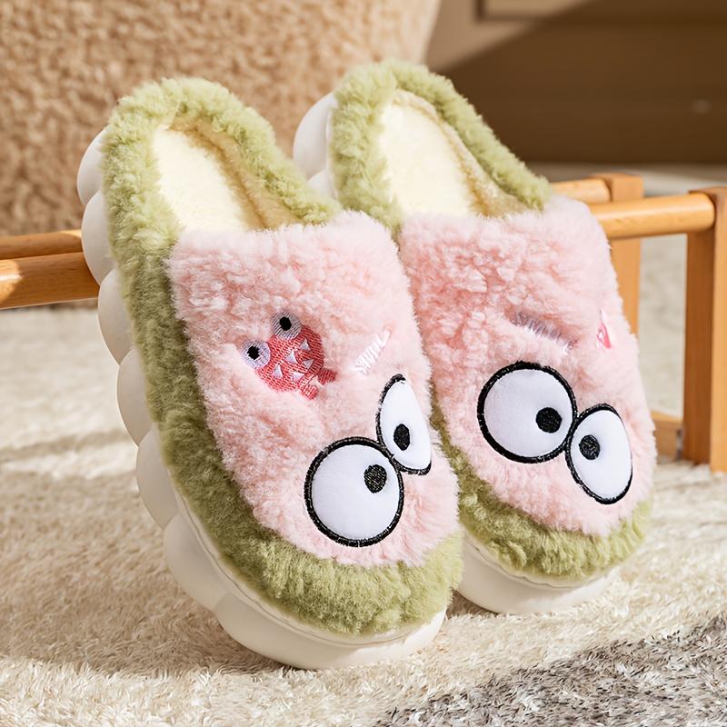 Cute Cartoon Little Winter Plush Slippers with Plush Lining, Autumn/Winter Couple's Slippers, Comfortable and Warm, Indoor Casual Slippers