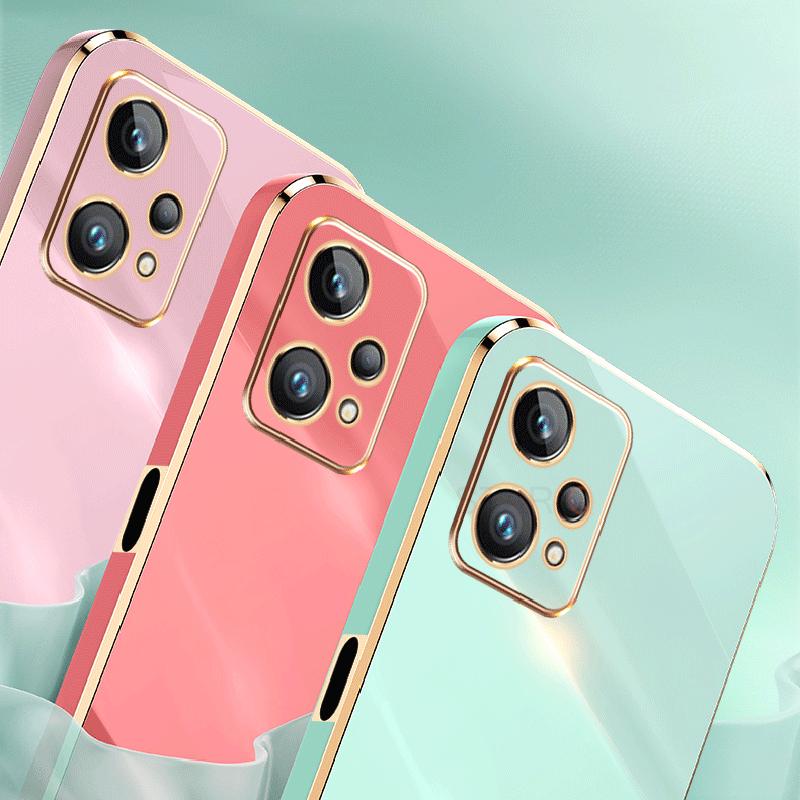 Realme9 Realme8 I pokovovací pouzdro se čtvercovým kroužkem pro Oppo Realme 9 Pro 9i 8i 9pro 8pro 4G 5G C21y Luxusní silikonový kryt stojanu