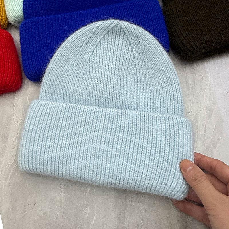 Hat Women's Autumn and Winter Wool Hat Casual Warm Versatile ins Knitted Hat Solid Color Light Board Cold Hat Men's Trend