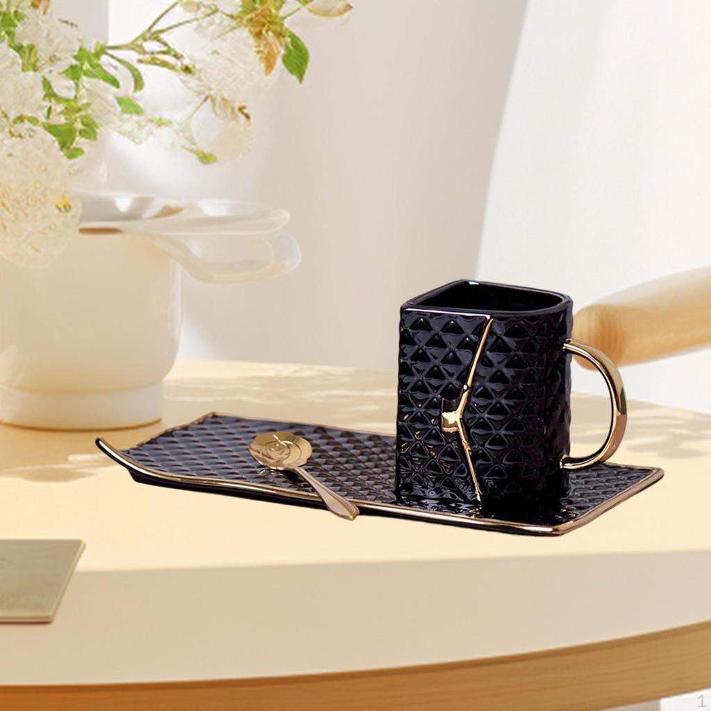 Handbag Shaped Coffee Mug Set Ceramic Tea Cup Household with Saucer Purse for Hotel
