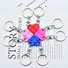 Colorful Heart Keychain Set: Handmade Detachable Peach Heart Building Block Accessories