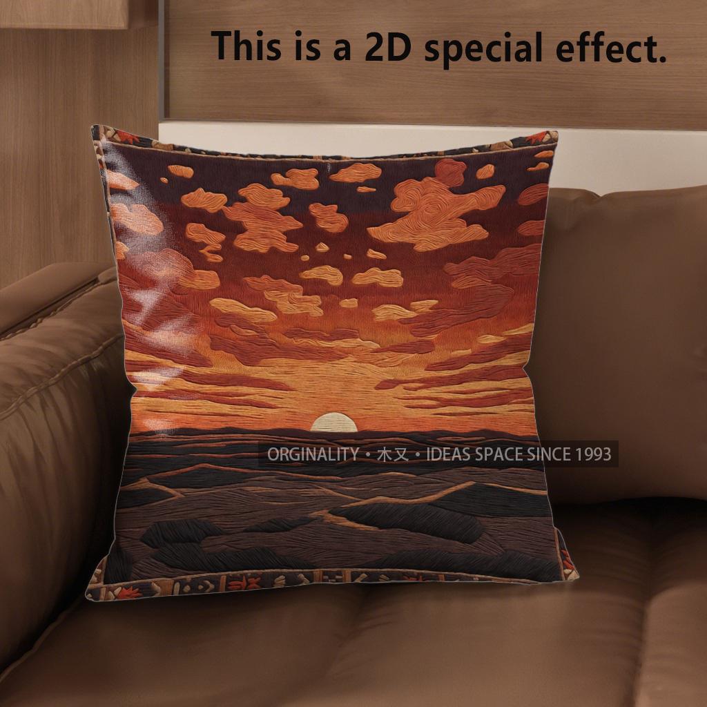 2D Southwestern Desert Sunset Throw Pillow Covers** Pattern Cushion Cover Suitable For Sofa Bedroom Car Pillow Cover
