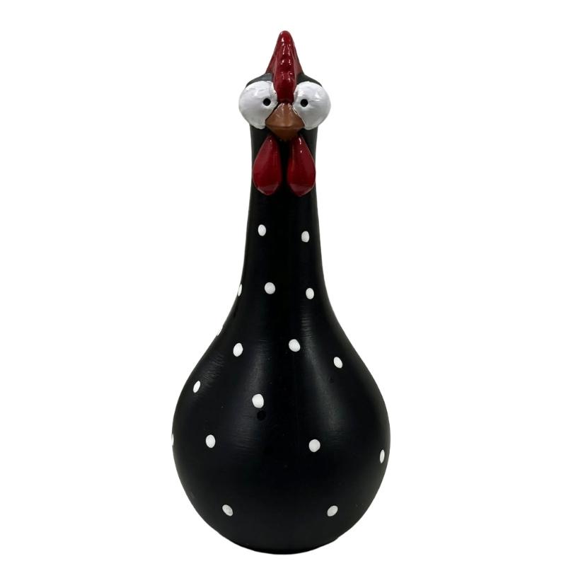 Colorful Dot Rooster Shape Flower Vases, 2 Piece Funny Resin Long Neck Chicken Sculpture For Living Room Office Decoration