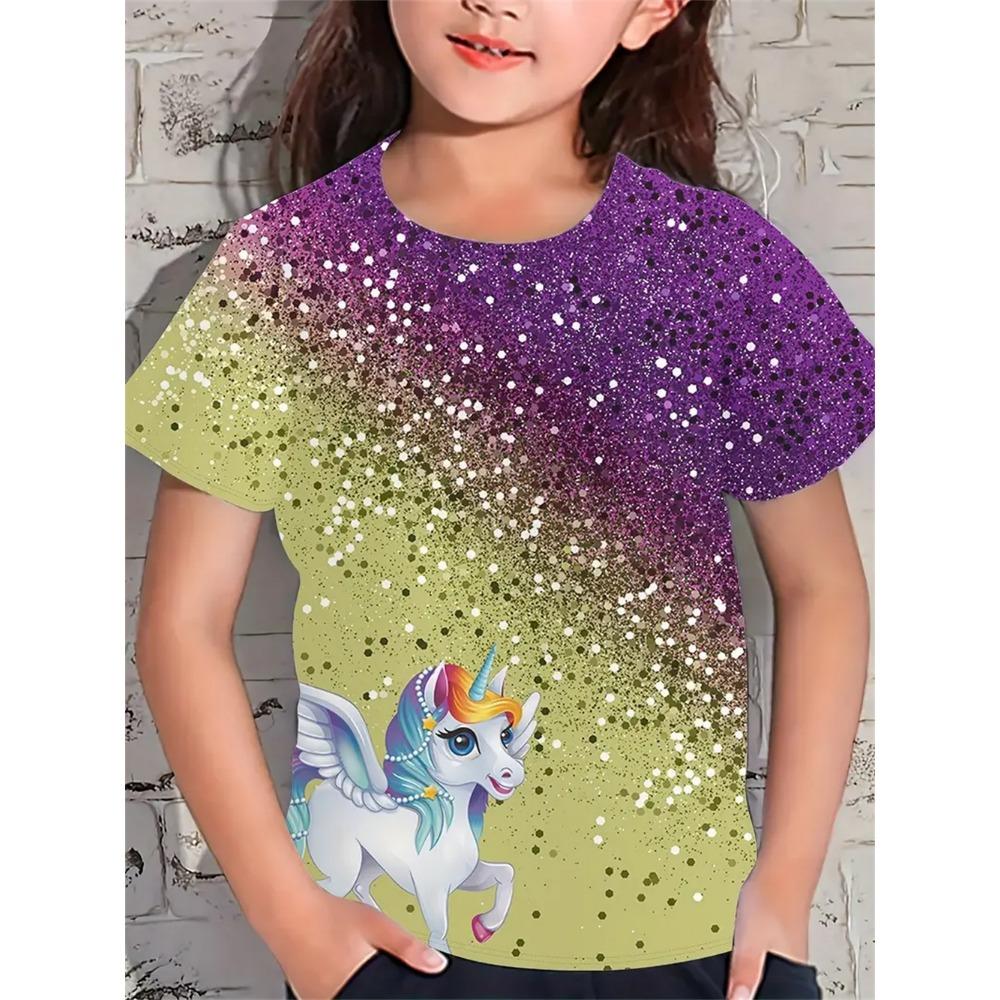 2025 New Funny Animal 3d Print Girls' T-Shirts Festival Party Fashion Short Sleeved Tops Casual T-Shirts Girls' Clothing