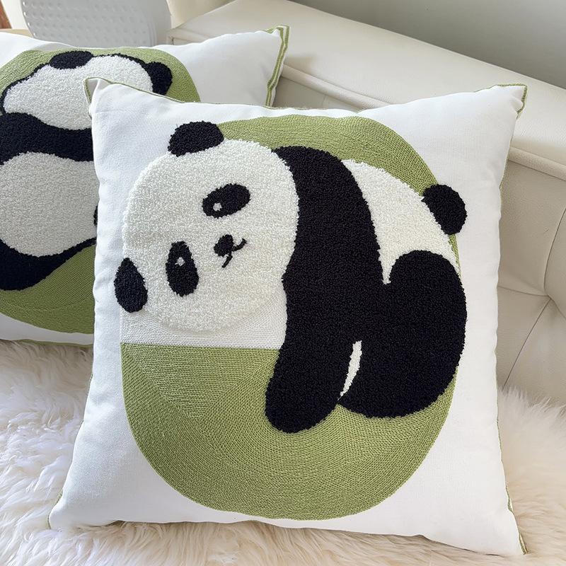 Stile Ins Panda Ricamato Carino Cuscino Moderno Semplice Cartone Animato Cuscino da Comodino Divano Soggiorno Custodia Federa per Cuscino Homestay Qualità