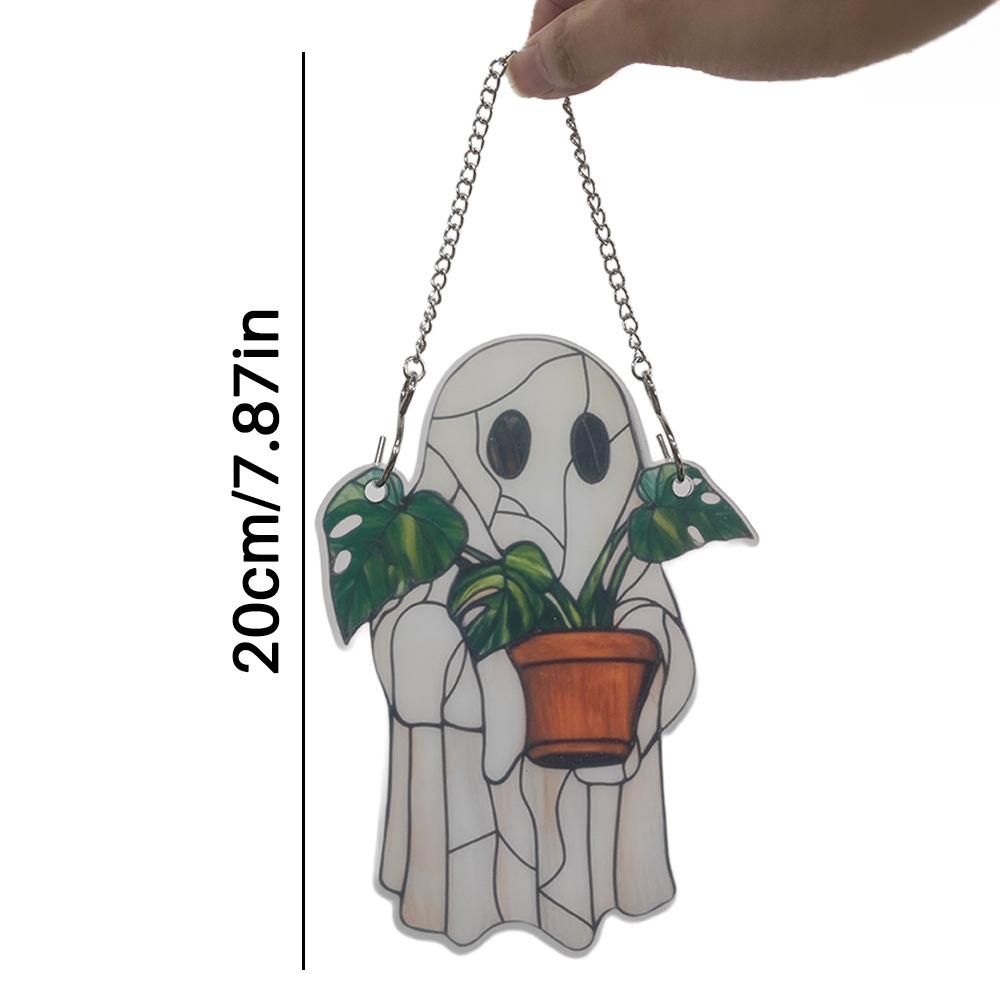 1-3pc Sun Catcher Colorful Halloween Cute Little Ghost Plant Window Decoration For Garden Living Room Wall Horror Home Decorate