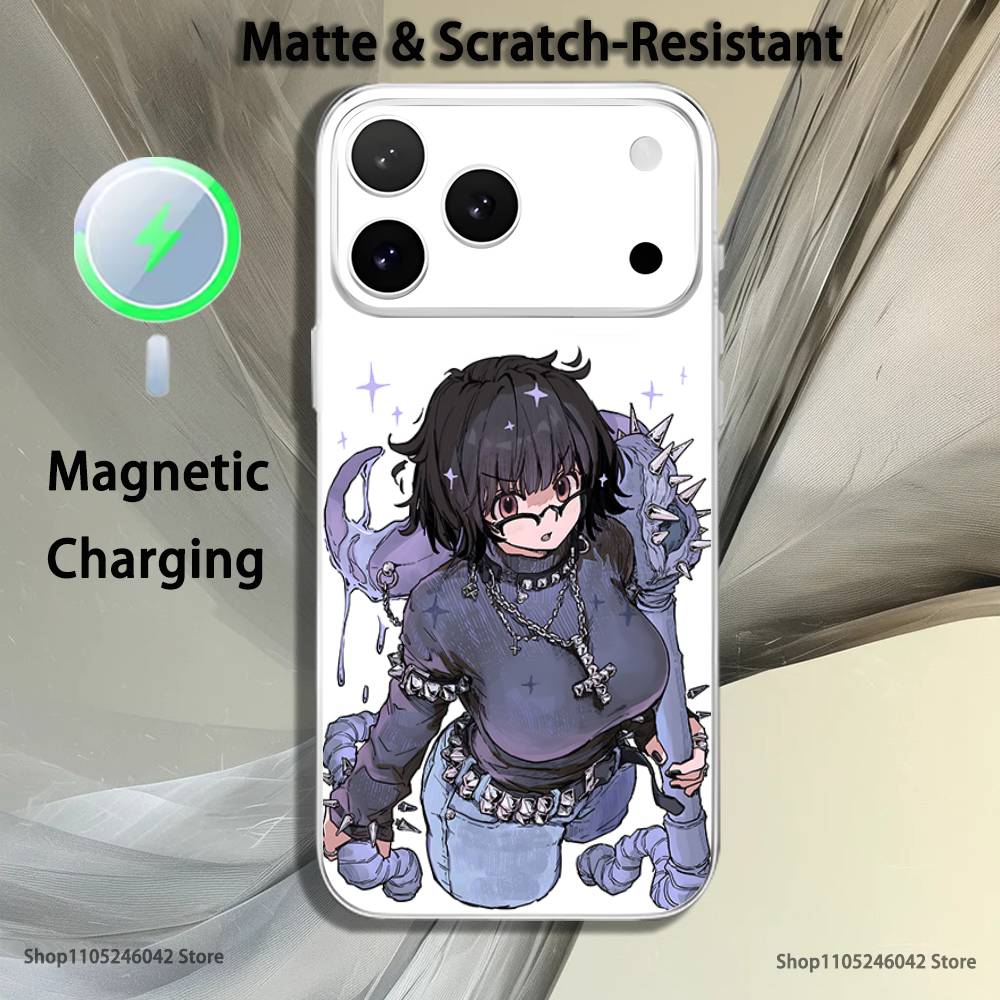 H-HunterS S-ShizukuS Magnetic Wireless Charging Transparent White Phone Case For iPhone 17,16,15,14,13,12,11,Pro,Max,Plus