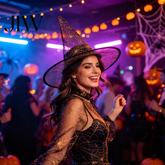 Carnival Night Hat Cone-shaped Transparent Organza Witch Hat, Lightweight Halloween Costume Accessory for Wizard Party Decorations And Cosplay