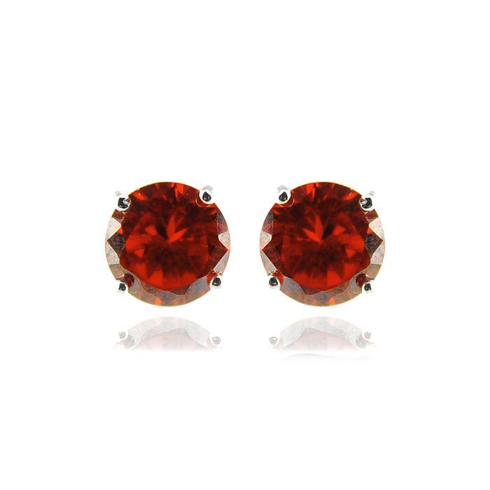 Boucles d'oreilles - LUXENTER - Yedia - Argent 925 - Zirconium rubis - Clou