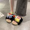 Thick bottom comfortable non-slip cartoon hairy drag cute personality crab boss hairy slippers female 2025 autumn and winter new