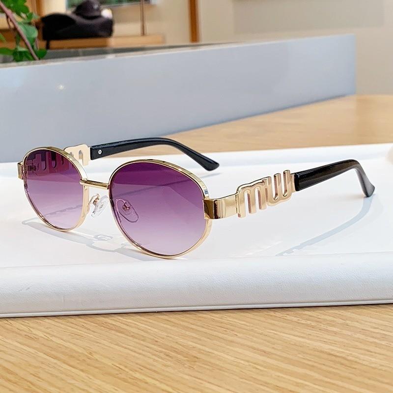 Vintage Retro Elliptical Metal Sunglasses With Uv400 Protection For Street Fashion And Outdoor Activities