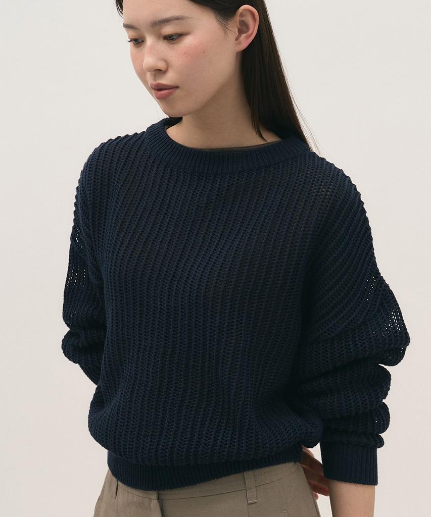 Leopeusaideuhwaiteulabel Paper Net Crewneck Knit Midnight Navy