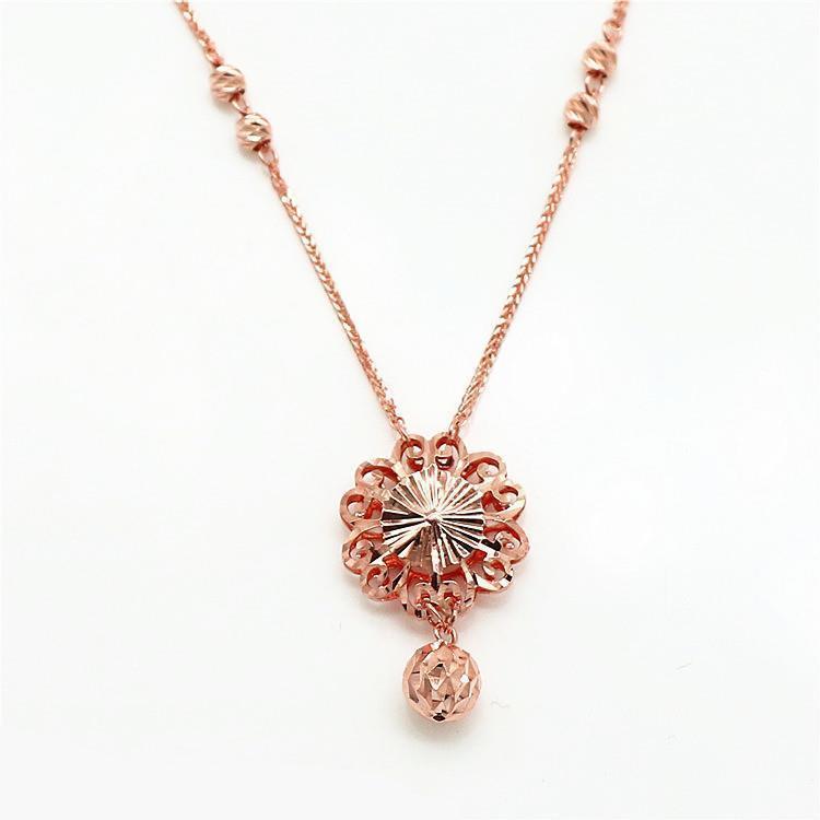 Purple Gold Chopin Hollow Flower Transfer Bead Necklace Simple Temperament Design Rose Gold Plated Chain