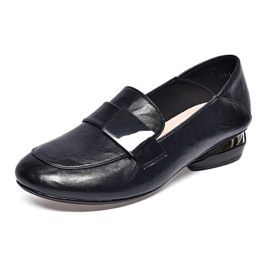 Fashion Genuine Leather Women Office Shoes High-heeled Women Dress Shoes Size 34-41 Handmade Soft Sole Thick Heel Cowhide Women Shoes
