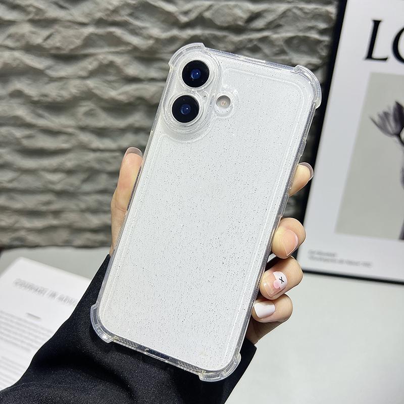 Shockproof Clear Glitter Phone Case for Iphone 17 Pro Max Air 16E 16 E 15 Plus 14 Pro 13 12 11 17Pro Women Girls Phone Cover Accessories