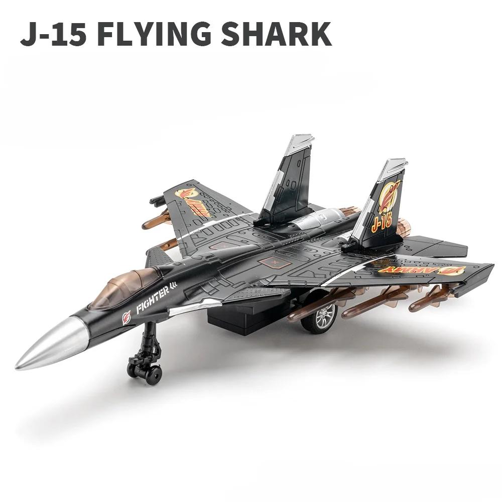1/50 J-10 J-20 F-16 F-22 J-15 Fighter Model Toy Airplane Alloy Diecast Music Light  Pull Back Fighter Plane Model for Kids Gifts