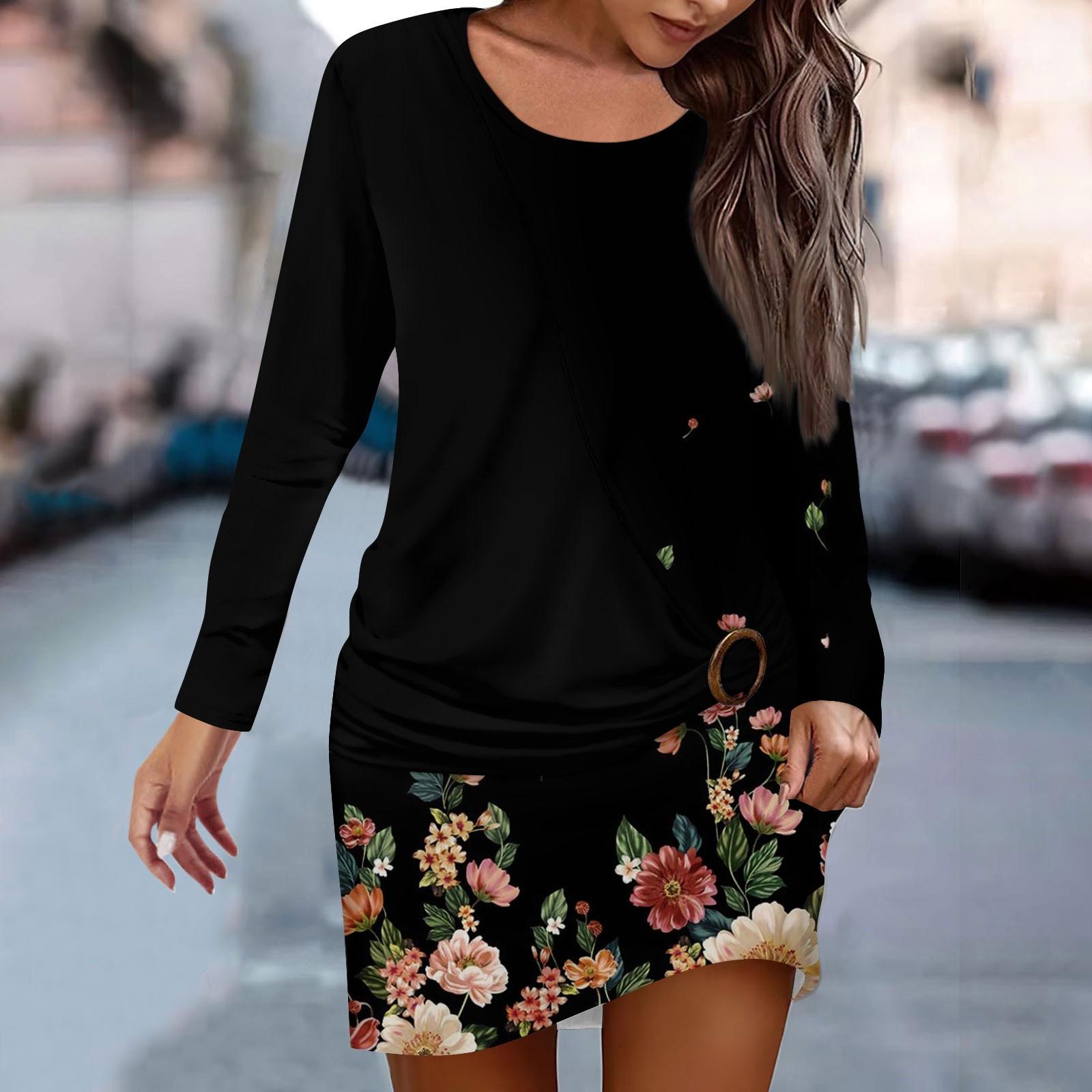 Жен. Платье Толстовка Платье С принтом Мода Свободный вырез с круглым вырезом — фото 15