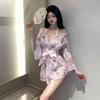 Yukata Cosplay, sexy Oiran-Kimono, 4-teiliges Set, süßer Yamato-Nadeshiko-Pyjama, Dessous im japanischen Stil, Cosplay, Netzstrumpfhose inklusive, Kirschblüte