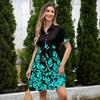 Women's Casual Loose Fit Shirt Dress Button Front Short Sleeve Collared Dress with Floral Print Suitable for Daily Wear and Outdoor Activities