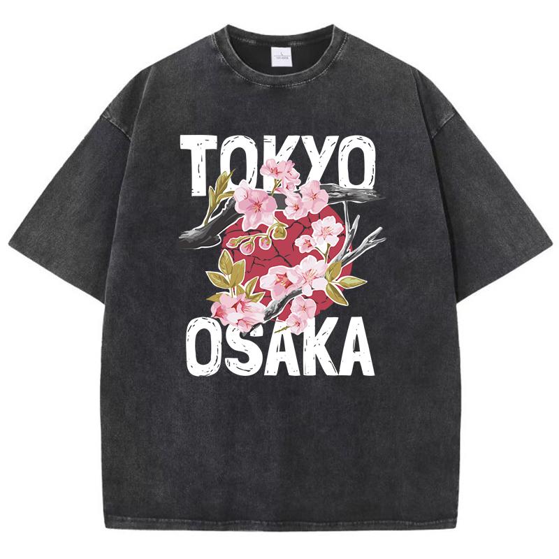 Tokoy Osaka Design Frumos Flori de Cireș Tricou Spălat Femeie Vară Tricouri Hip Hop Modă Bumbac Top Moale Mânecă Scurtă