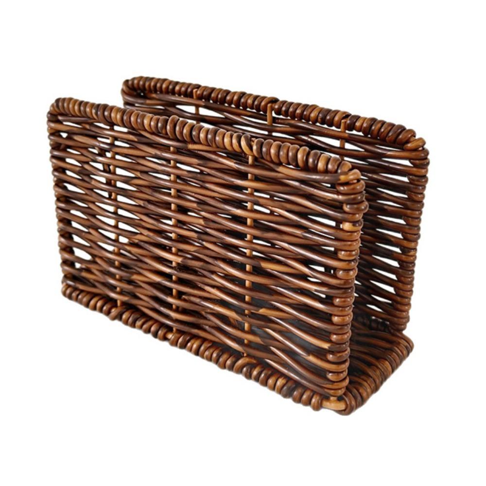 

Creative Simulated Rattan Napkin Holders Rustic Style Retro Vertical Napkin Dispenser No-slip Space-Saving Tissue Storage Rack