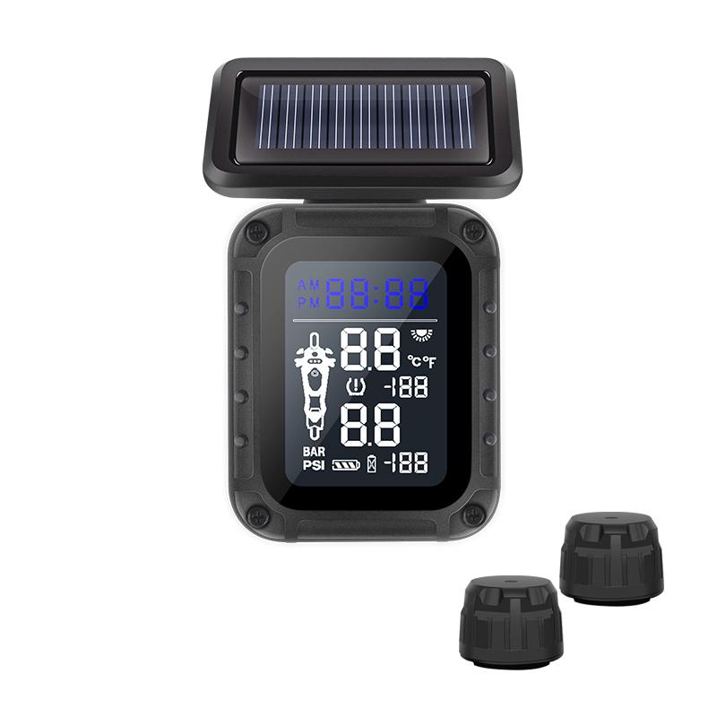 CAREUD TPMS For Motorcycle Support Solar Charging Tyre Pressure Monitoring System With Internal Or External Tire Pressure Sensor M3-T-WI-Black