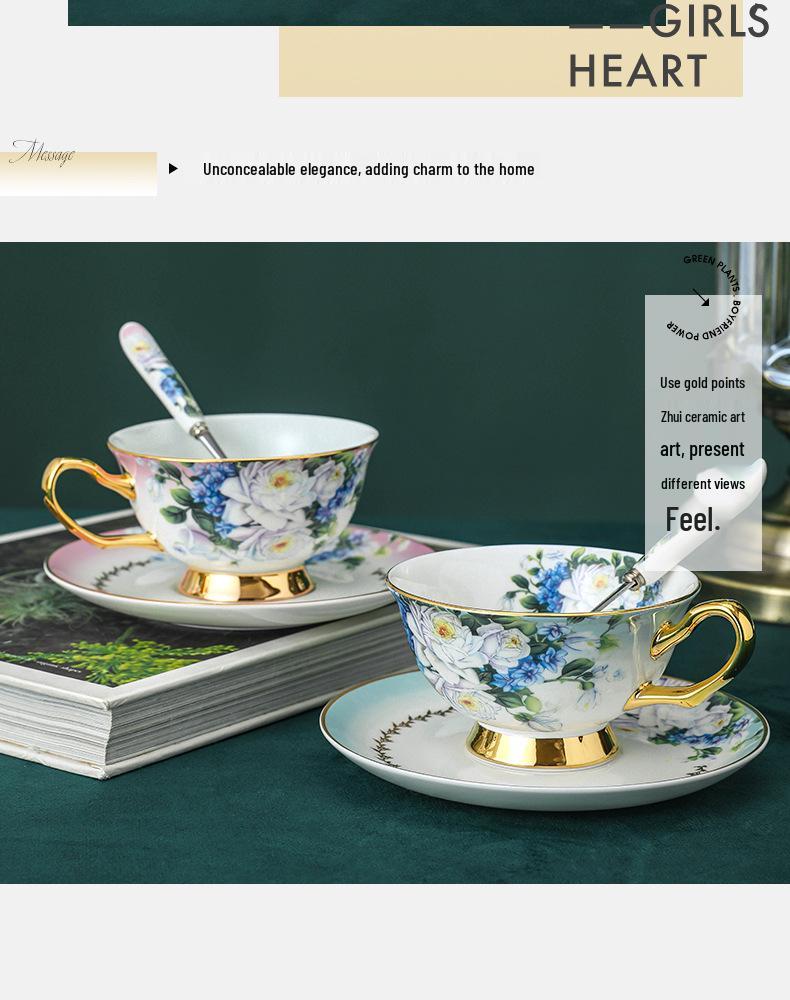 Elegante Set Regalo Tazze da Caffè e Sottotazze in Ceramica Stile Europeo