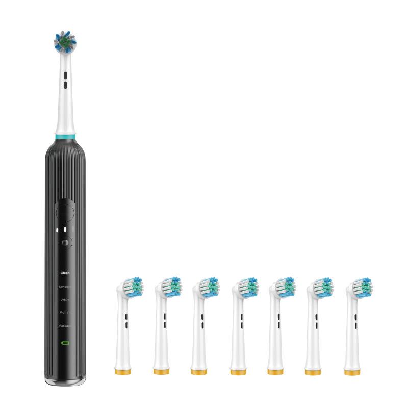 Rotating Electric Toothbrush Flat Replacement Long Battery Life Wireless Ultrasonic