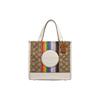 Dempsey Tote 22 Logo Verziert Regenbogen Gestreift Klassisches Monogramm Stoff Mit Leder Tragetasche Einkaufstasche Schultertasche Handtasche Klein CJ576-SVOT8