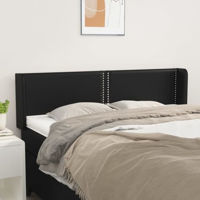 VidaXL Tête de lit avec oreilles Noir 147x16x78-88 cm Similicuir3118718