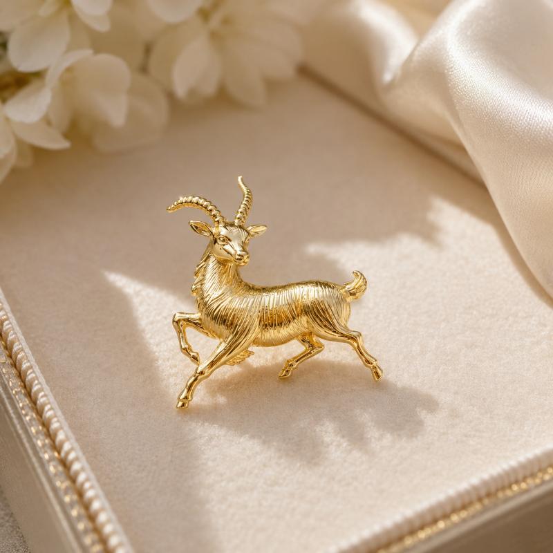 Vintage Gold Gazelle Brosche Feines Strukturiertes Design Lichtbeständige Oberfläche Perfekt für Tägliche Outfits Partys Schmuck Geschenke für Frauen